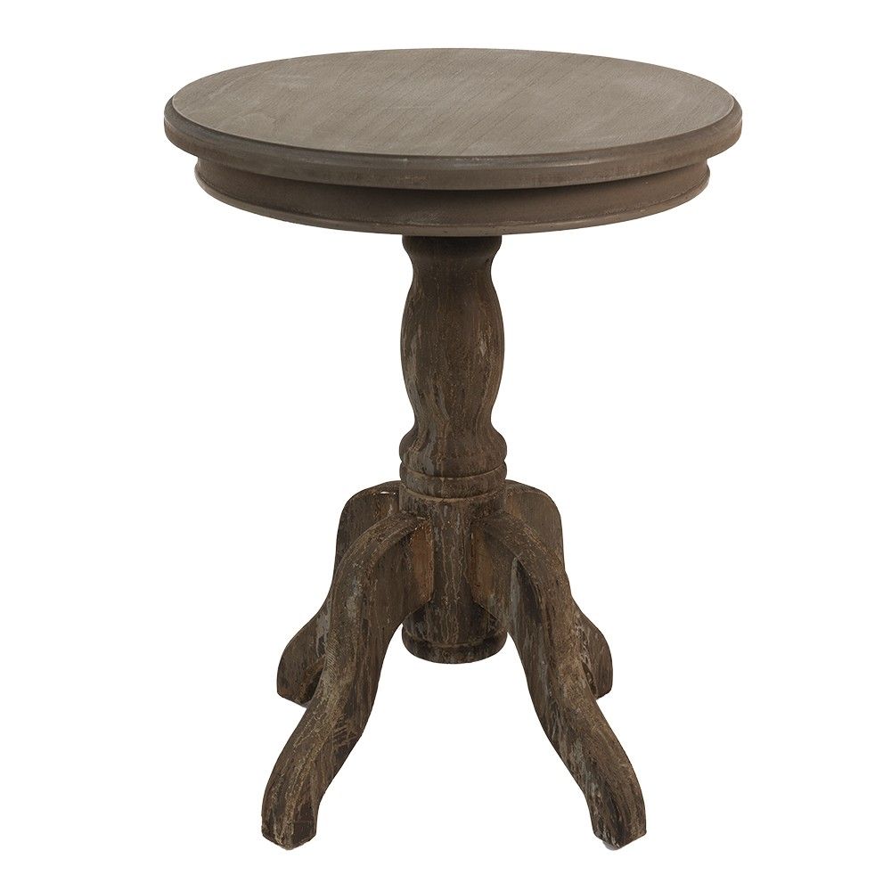 Hnědý retro dřevěný odkládací stolek Frinia  - Ø50*65 cm Clayre & Eef - LaHome - vintage dekorace