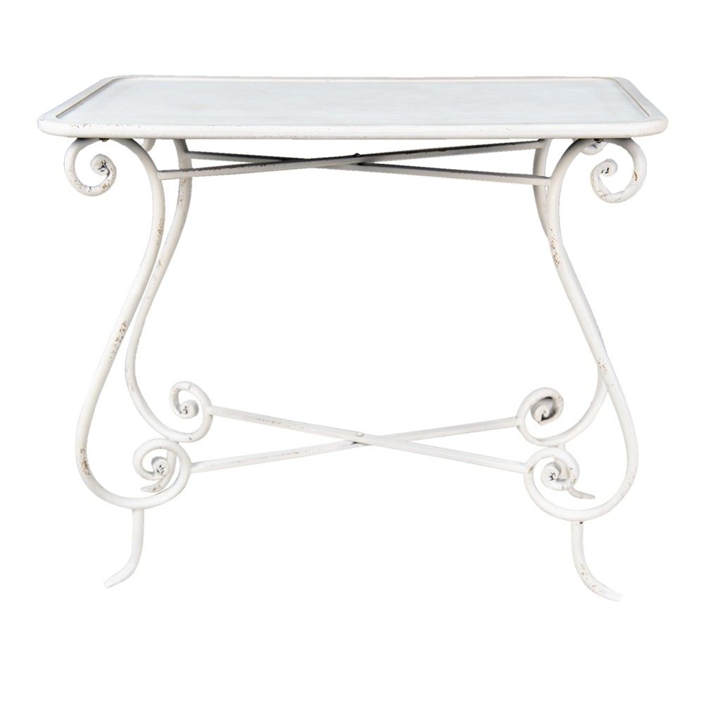 Bílý antik kovový odkládací stolek Finne - 90*48*79 cm Clayre & Eef - LaHome - vintage dekorace
