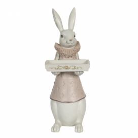 Dekorace králičí dívka s podnosem - 15*13*37 cm Clayre & Eef