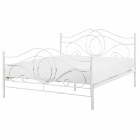 Kovová postel 140 x 200 cm bílá LYRA