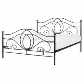 Kovová postel 140 x 200 cm černá LYRA