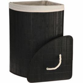 Bathroom Solutions Bambusový koš na prádlo ve skandinávském stylu, 72l, v černé barvě