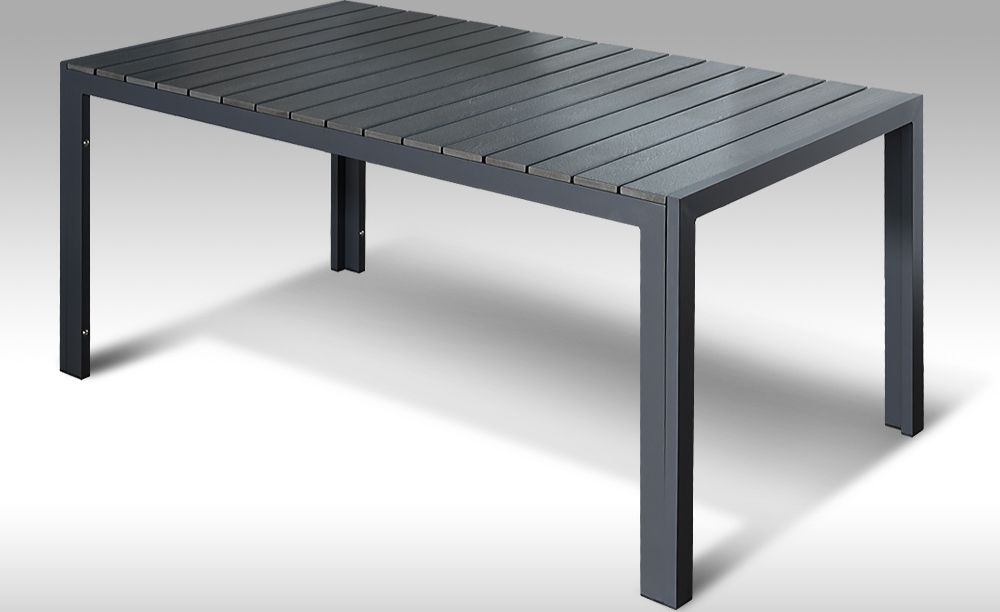 Hliníkový zahradní stůl Jerry 160cm x 90cm, tmavě šedý, pro 6 osob Mdum - M DUM.cz
