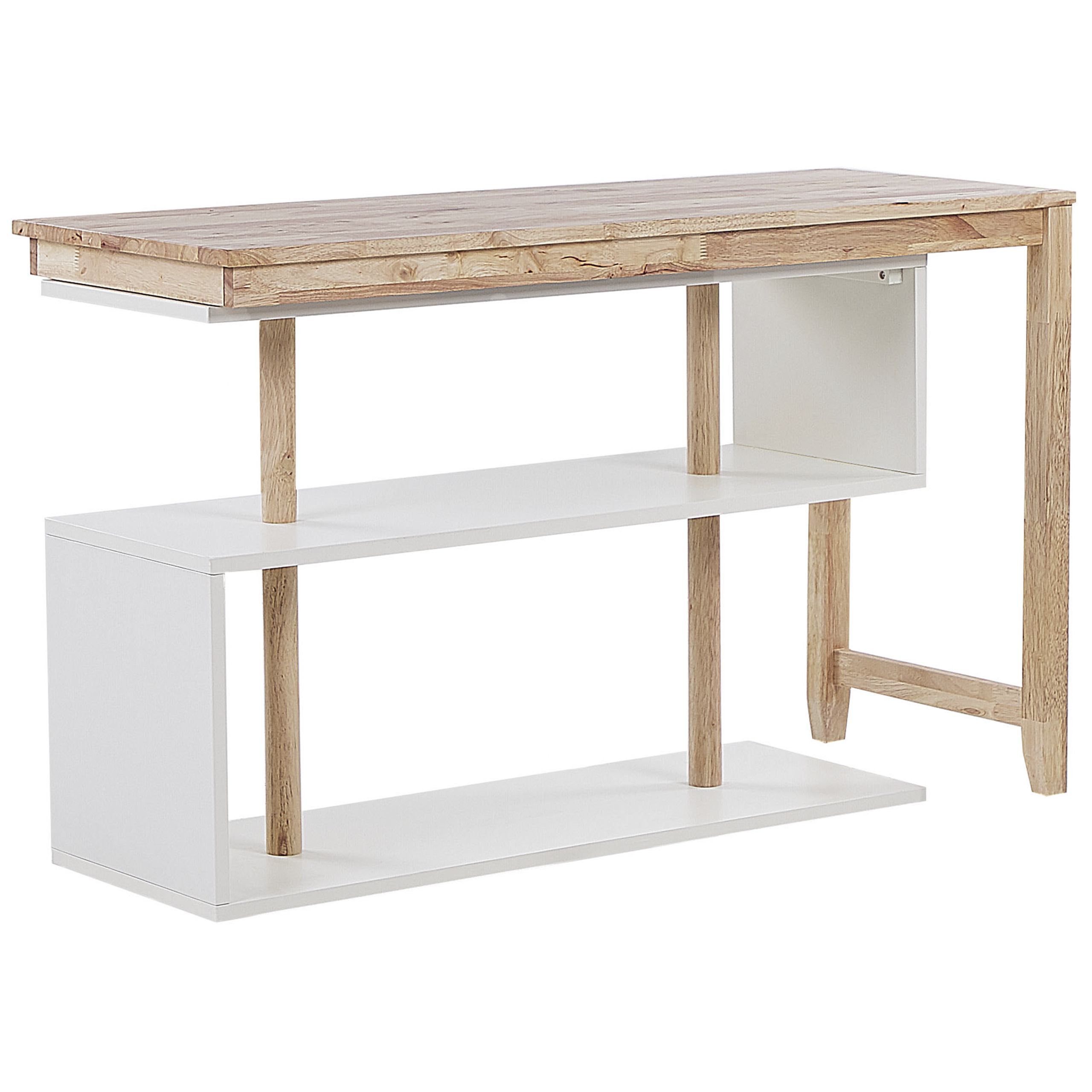 Nastavitelný psací stůl s policí 120 x 45 cm světlé dřevo/bílý CHANDLER - Beliani.cz
