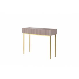 Moderní Konzolový/Toaletní stolek Nicole Černý mat / zlaté nožky