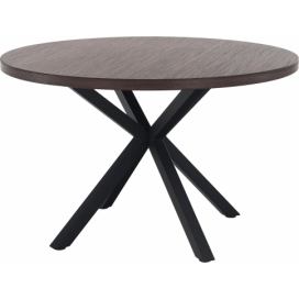 Jedálenský stůl, tmavý dub / čierna, průměr 120 cm, MEDOR Mdum