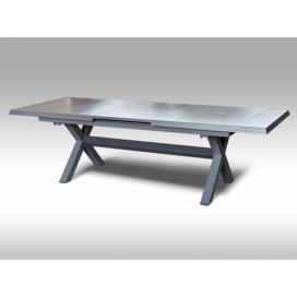 Rozkládací hliníkový zahradní stůl Gerardo keramika 205/265cm x 103cm, šedý, pro 8-10 osob Mdum