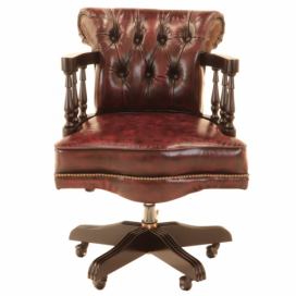 Kancelářská židle Chesterfield Admiral z pravé hovězí kůže New Red