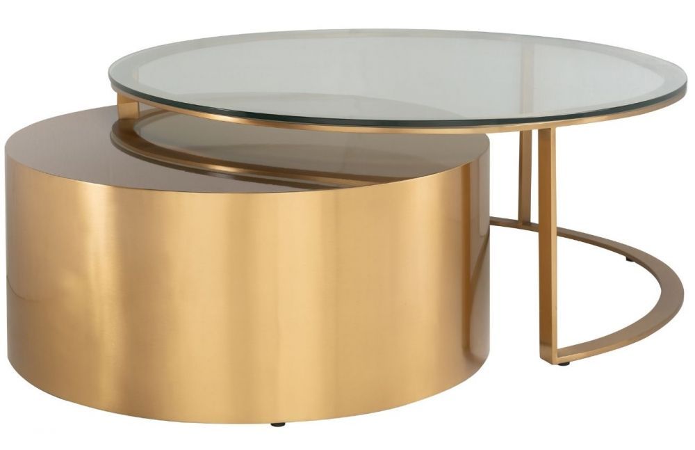 Set dvou zlatých konferenčních stolků Richmond Orlan 80/105 cm - Designovynabytek.cz