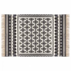 Atmosphera Bavlněný koberec s etnickým motivem orientální potisk, bílo-černý, 120 x 170 cm