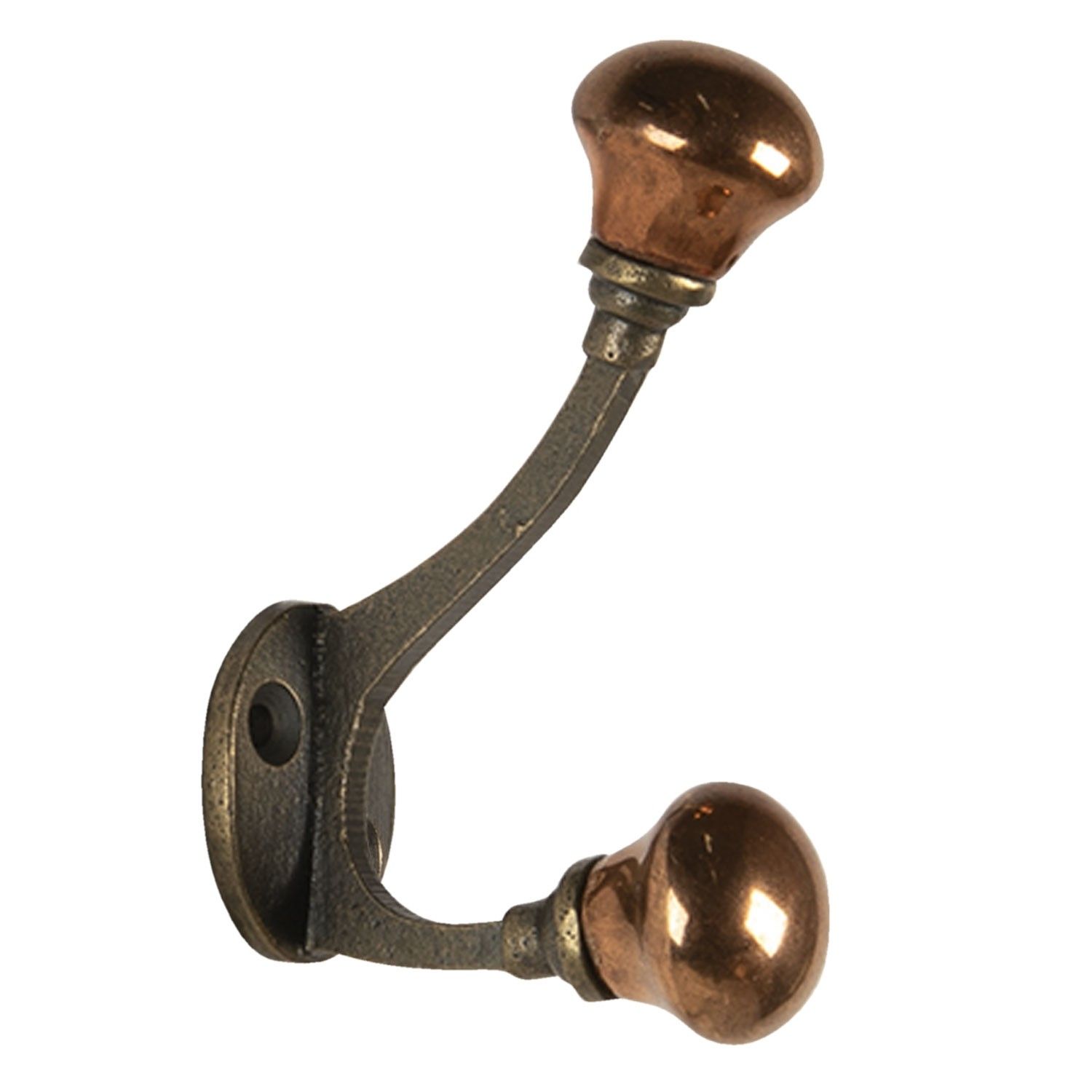 Nástěnný litinový háček s bronzovými koncovkami - 3*5*9 cm Clayre & Eef - LaHome - vintage dekorace