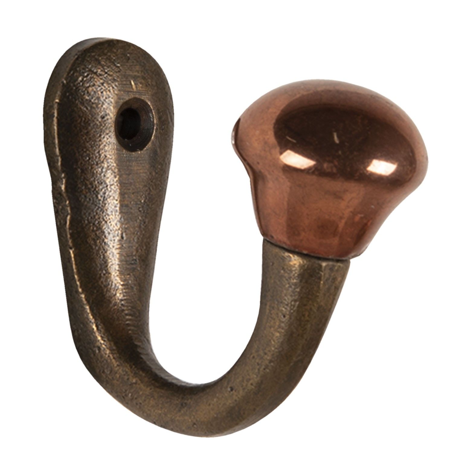 Nástěnný litinový háček s bronzovou koncovkou - 2*5*5 cm Clayre & Eef - LaHome - vintage dekorace