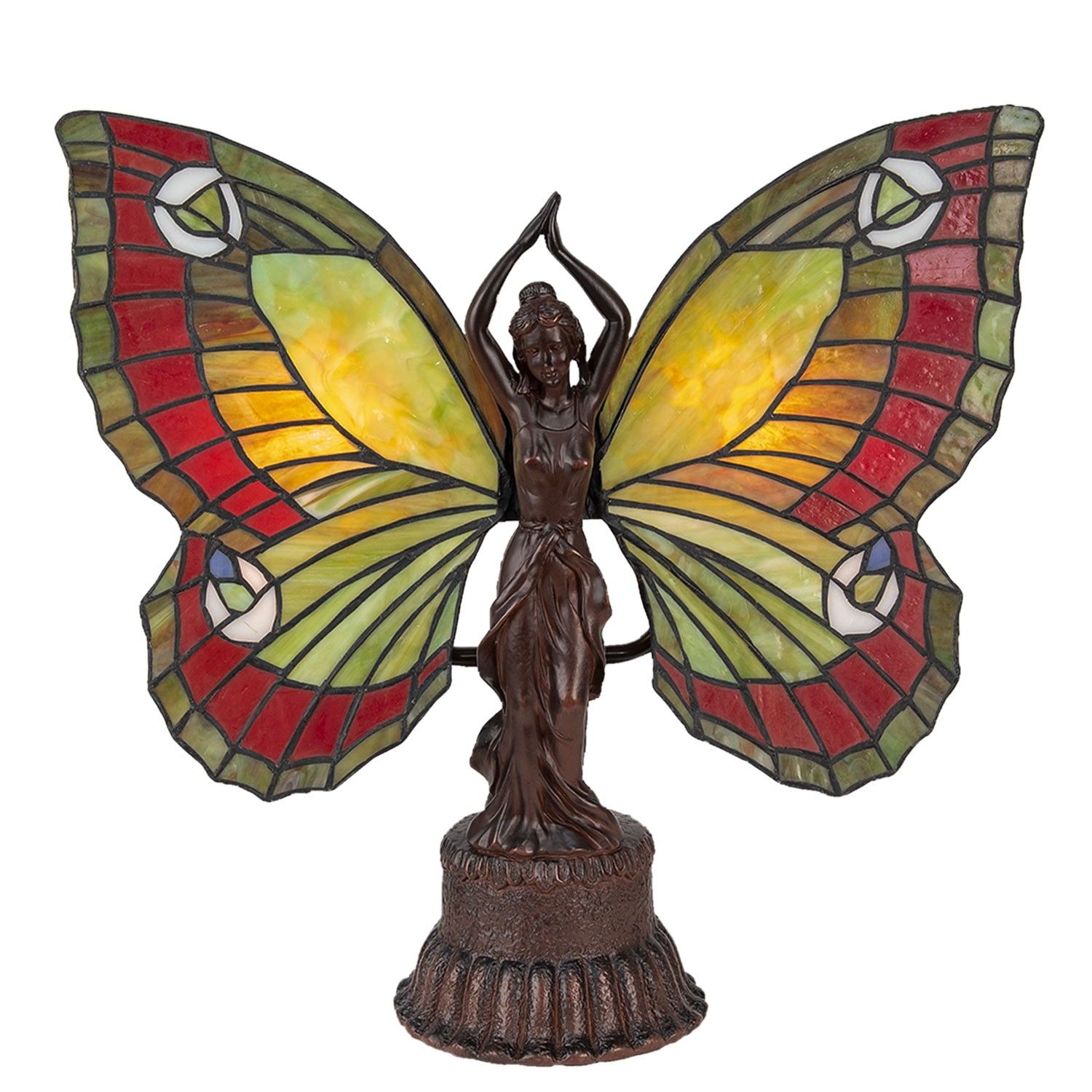 Barevná stolní lampa Tiffany Butterfly Lady - 41*20*41 cm E14/max 2*25W Clayre & Eef - LaHome - vintage dekorace
