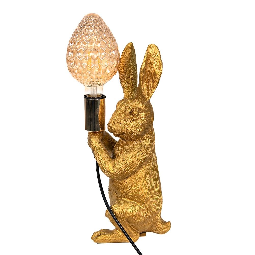 Dekorativní lampička ve tvaru zlatého zajíce Vines - 13*17*36 cm E27 Clayre & Eef - LaHome - vintage dekorace