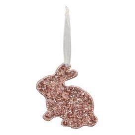 Růžový velikonoční králíček s korálky na stužce Fli - 10*8 cm Exner