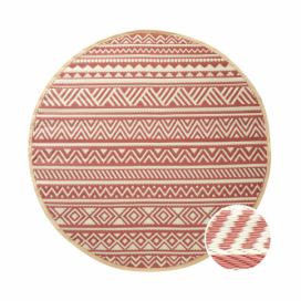 COLOUR CLASH Venkovní koberec pruhy 150 cm - sv. červená/krémová