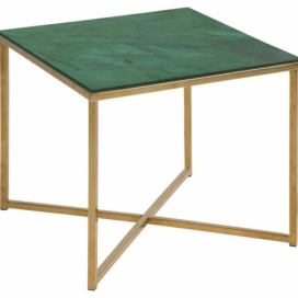 Actona Konferenční čtvercový stolek Alisma mramor zelený/zlatá