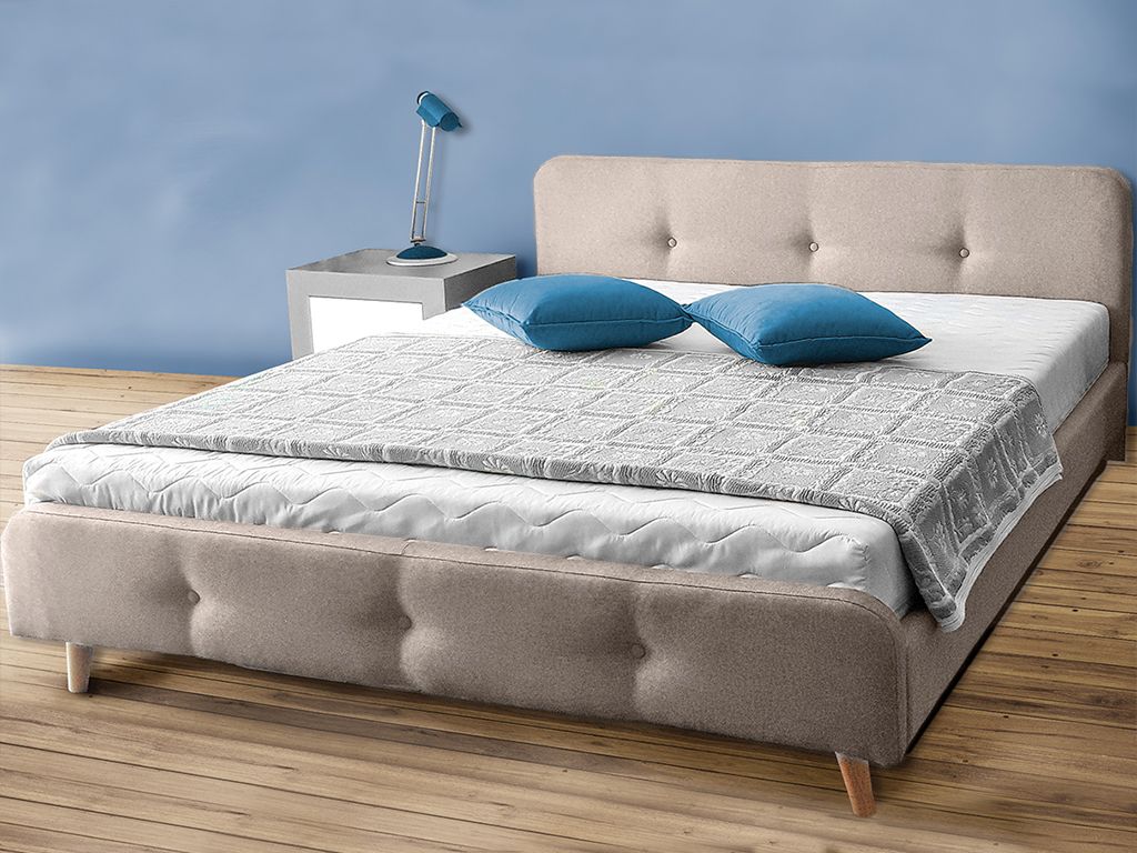 Béžová čalouněná postel AMELIA 160 x 200 cm Matrace: Bez matrace - Výprodej Povlečení