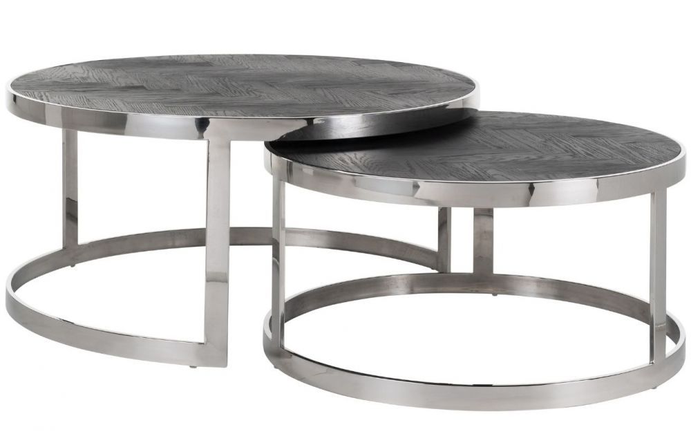 Černo stříbrný dubový set dvou konferenčních stolků Richmond Blackbone 74/91,5 cm - Designovynabytek.cz