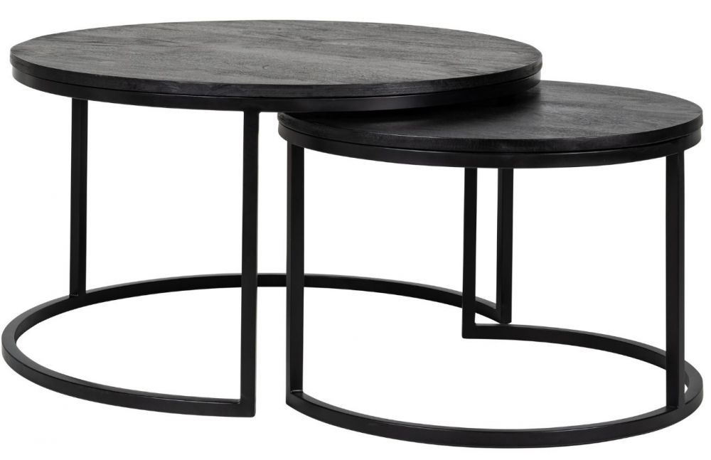 Set dvou černých mangových konferenčních stolků Richmond Catana 60/80,5 cm - Designovynabytek.cz