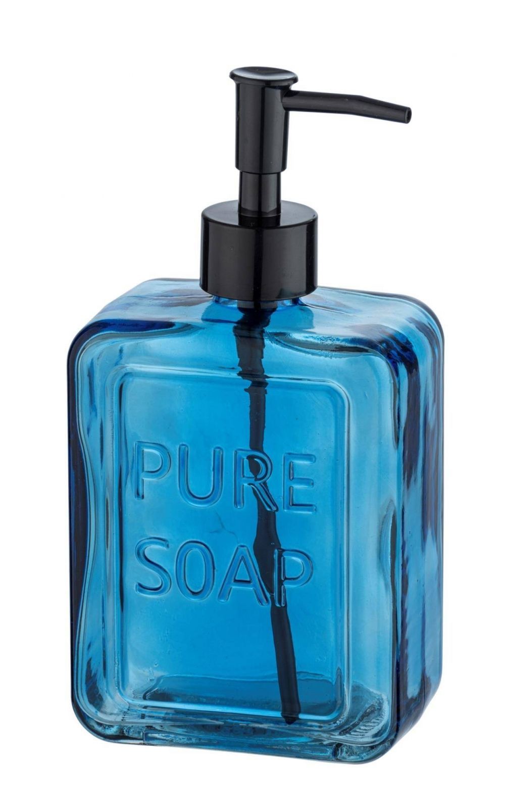 Dávkovač mýdla PURE, 550 ml, skleněný, modrý, Wenko - EDAXO.CZ s.r.o.