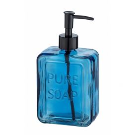 Dávkovač mýdla PURE, 550 ml, skleněný, modrý, WENKO