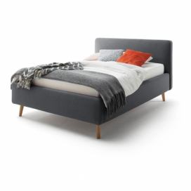 Tmavě šedá dvoulůžková postel s roštem a úložným prostorem Meise Möbel Mattis, 140 x 200 cm