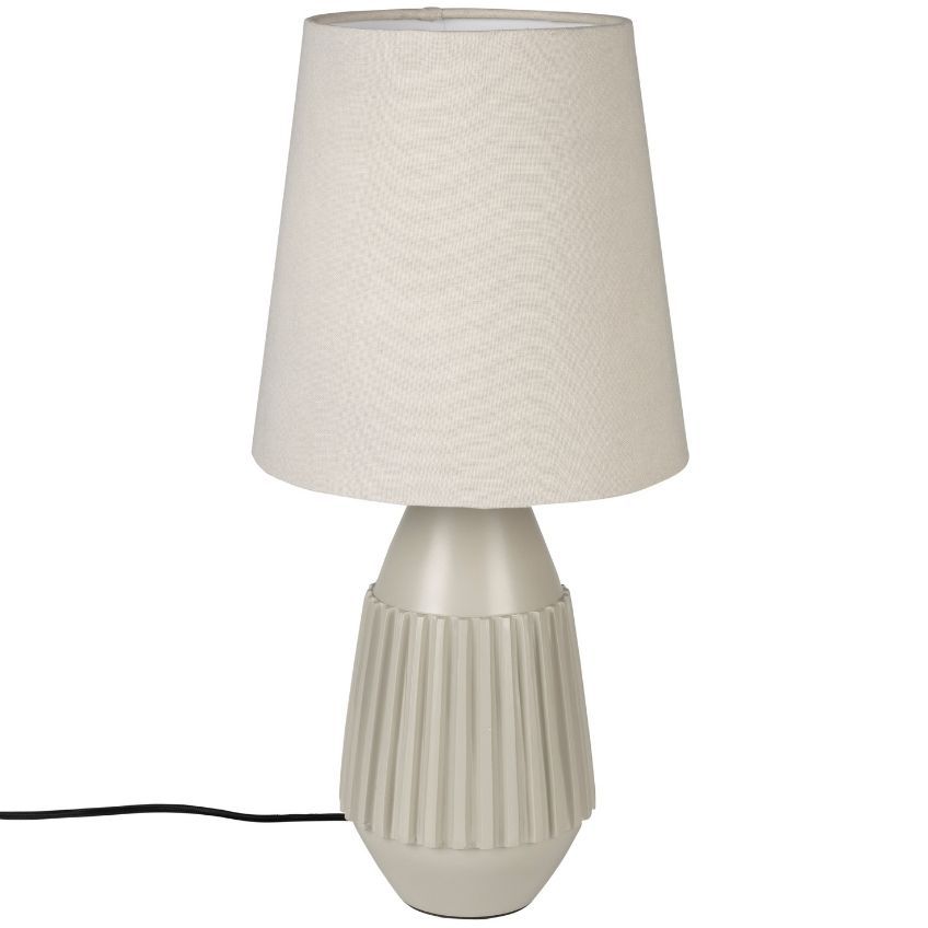 White Label Béžová kovová stolní lampa WLL AYSA s bavlněným stínidlem - Designovynabytek.cz
