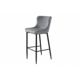 Furniria Designová barová židle Hallie šedý samet