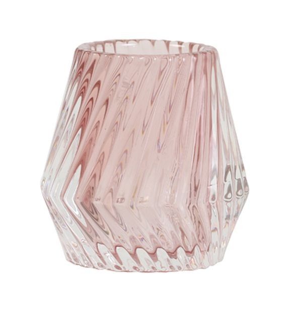 Růžový skleněný svícen Keanu pink - Ø 8,5*8,5 cm Light & Living - LaHome - vintage dekorace