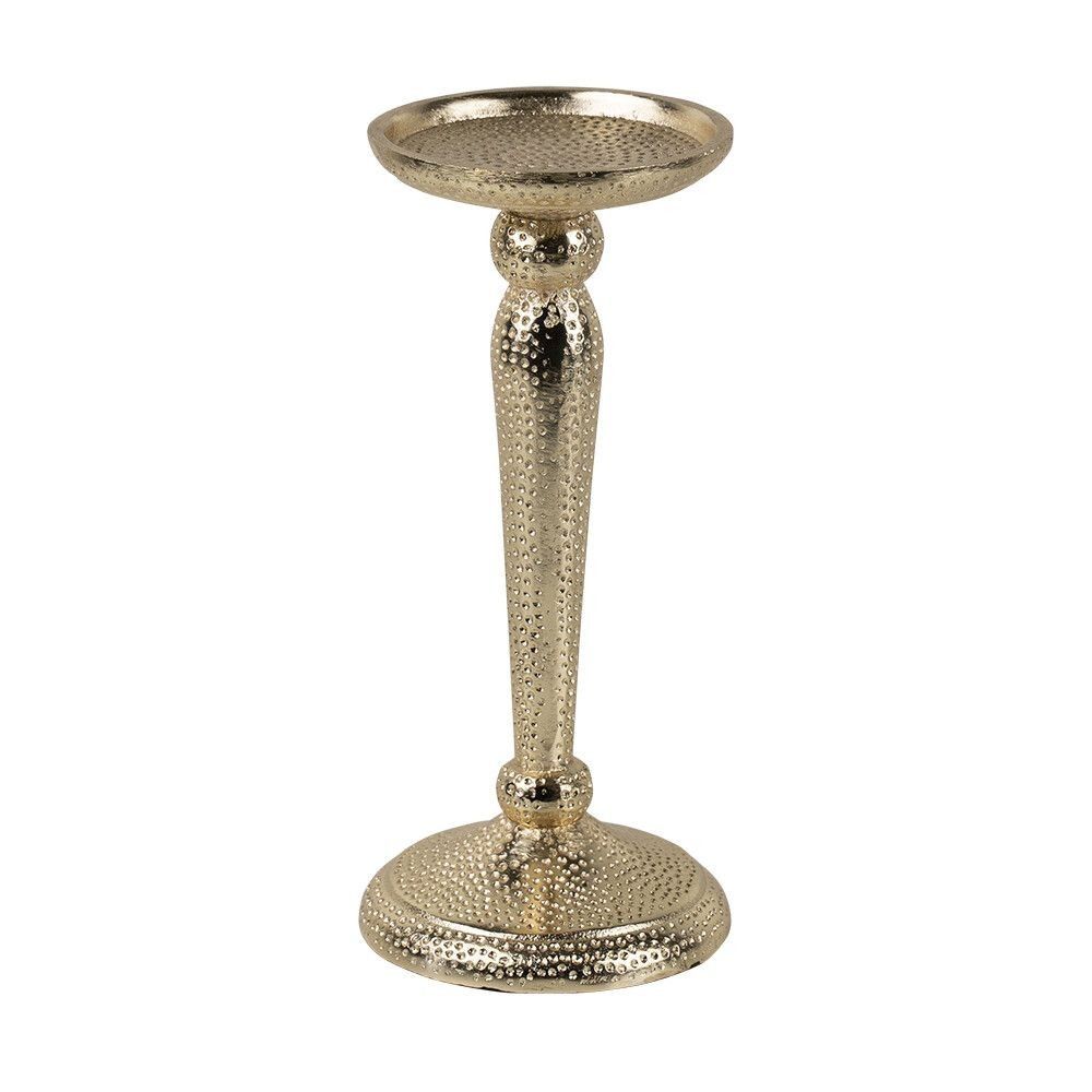 Champagne lesklý široký kovový svícen s vyrytými tečkami Hamme - Ø 10*22cm Mars & More - LaHome - vintage dekorace