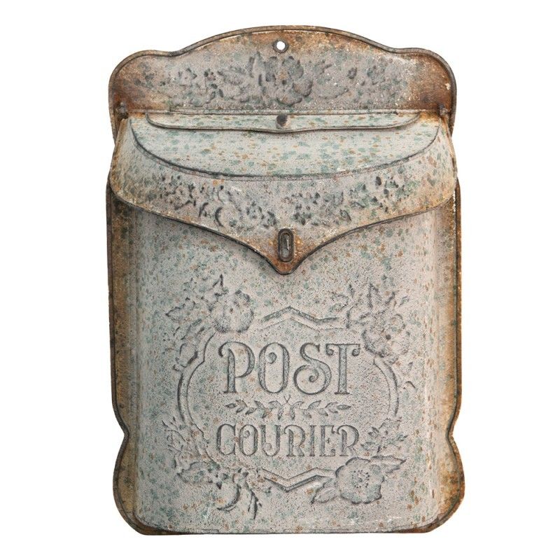 Šedá poštovní schránka s rezavou patinou Post Courier - 27*9*39 cm Clayre & Eef - LaHome - vintage dekorace