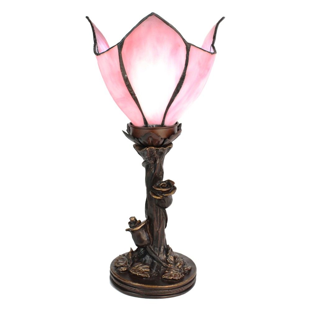 Stolní lampa Tiffany Folwia Pink - Ø18*32 cm E14/max 1*25W Clayre & Eef - LaHome - vintage dekorace