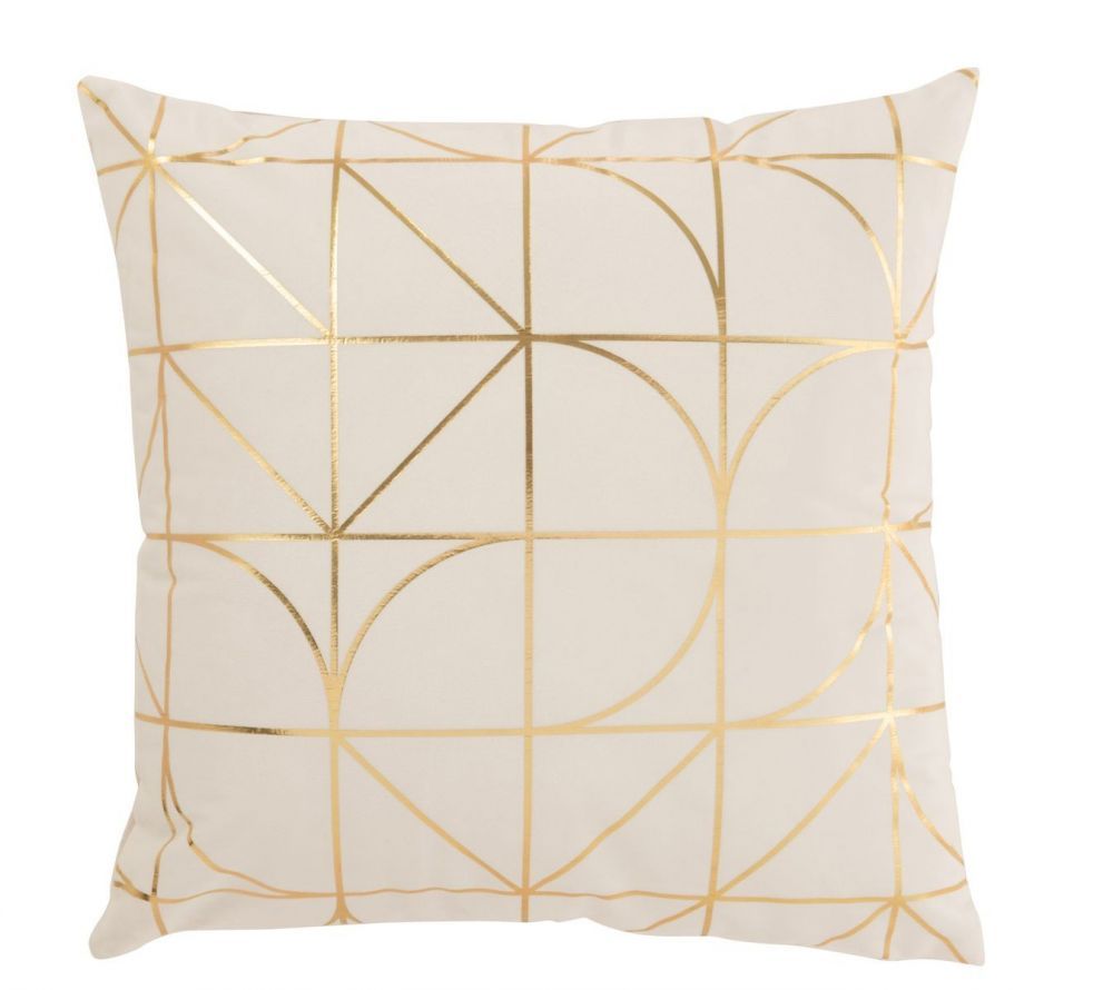 Bílo-zlatý polštář se vzorem Pattern - 45*13*45 cm J-Line by Jolipa - LaHome - vintage dekorace