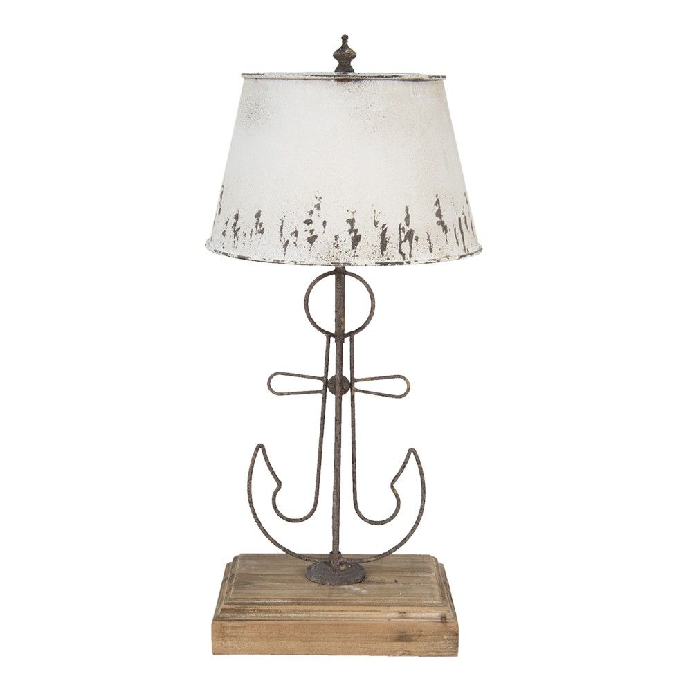 Krémová antik stolní lampa s kotvou a kovovým stínidlem - Ø 35*79 cm Clayre & Eef - LaHome - vintage dekorace