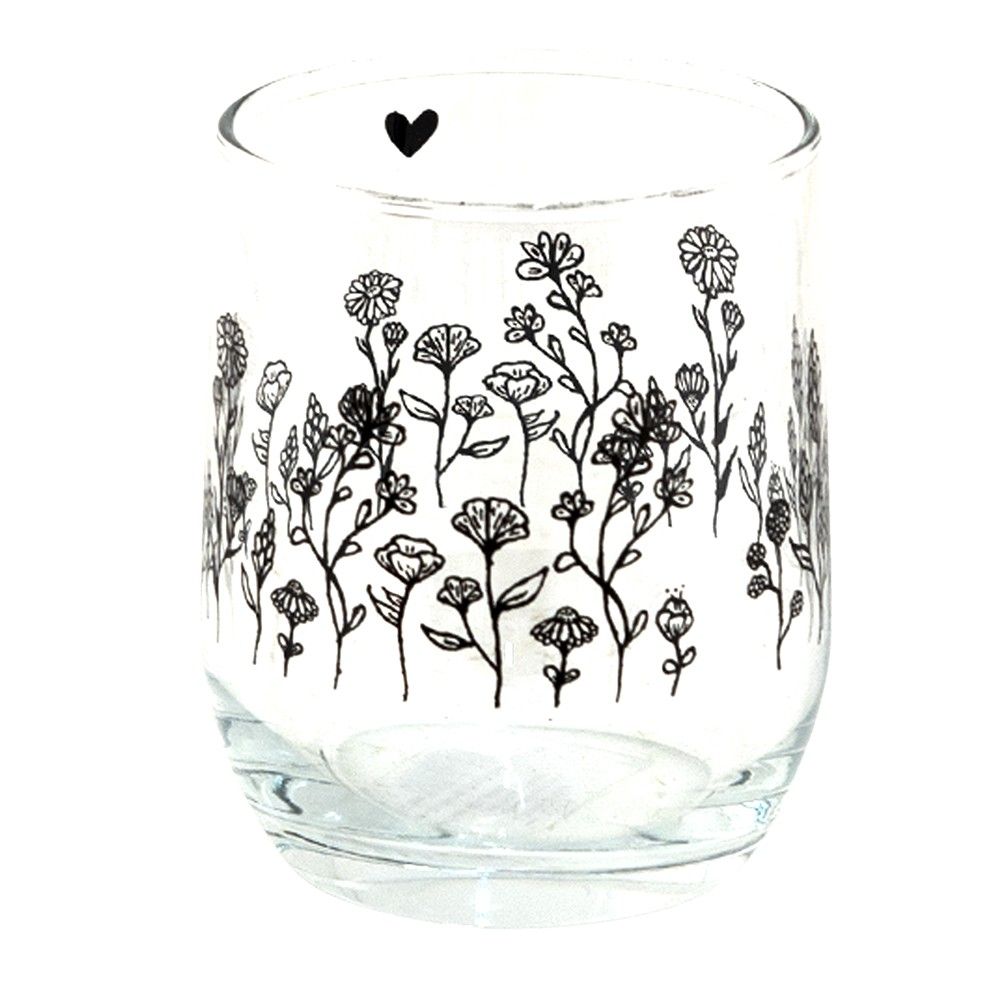 Sklenička na nápoj s květinami Flora And Fauna - Ø 8*9 cm / 300 ml Clayre & Eef - LaHome - vintage dekorace