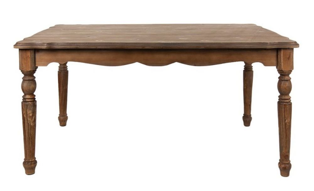 Hnědý antik dřevěný jídelní stůl s vyřezávanými prvky na nohou René - 151*96*79 cm Clayre & Eef - LaHome - vintage dekorace