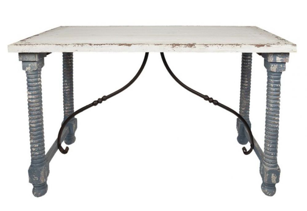 Bílo - modrý antik dřevěný jídelní stůl Tamiré - 127*56*77 cm Clayre & Eef - LaHome - vintage dekorace