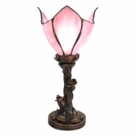 Stolní lampa Tiffany Folwia Pink - Ø18*32 cm E14/max 1*25W Clayre & Eef