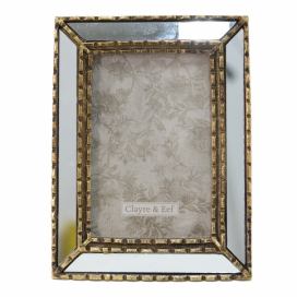 Stříbrno-zlatý antik fotorámeček se zrcadly Pasie - 16*2*20 cm / 10*15 cm Clayre & Eef LaHome - vintage dekorace