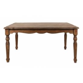 Hnědý antik dřevěný jídelní stůl s vyřezávanými prvky na nohou René - 151*96*79 cm Clayre & Eef