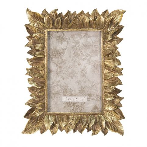 Zlatý antik fotorámeček s listy Tapien - 18*1*22 cm / 10*15 cm Clayre & Eef LaHome - vintage dekorace