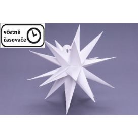 Nexos  Vánoční dekorace hvězda s časovačem - 10 LED, 35 cm, bílá