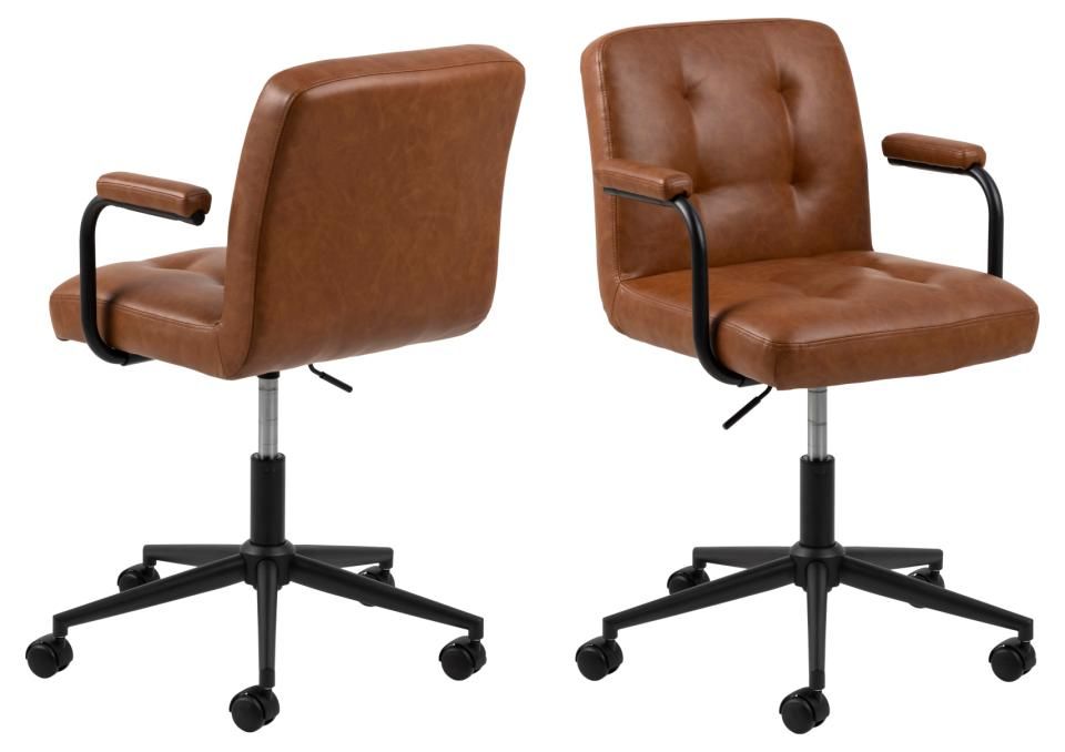 Actona Otočná kancelářská židle Hereklon II z umělé kůže v barvě brandy, 56x59x88,5 cm - MUJ HOUSE.cz