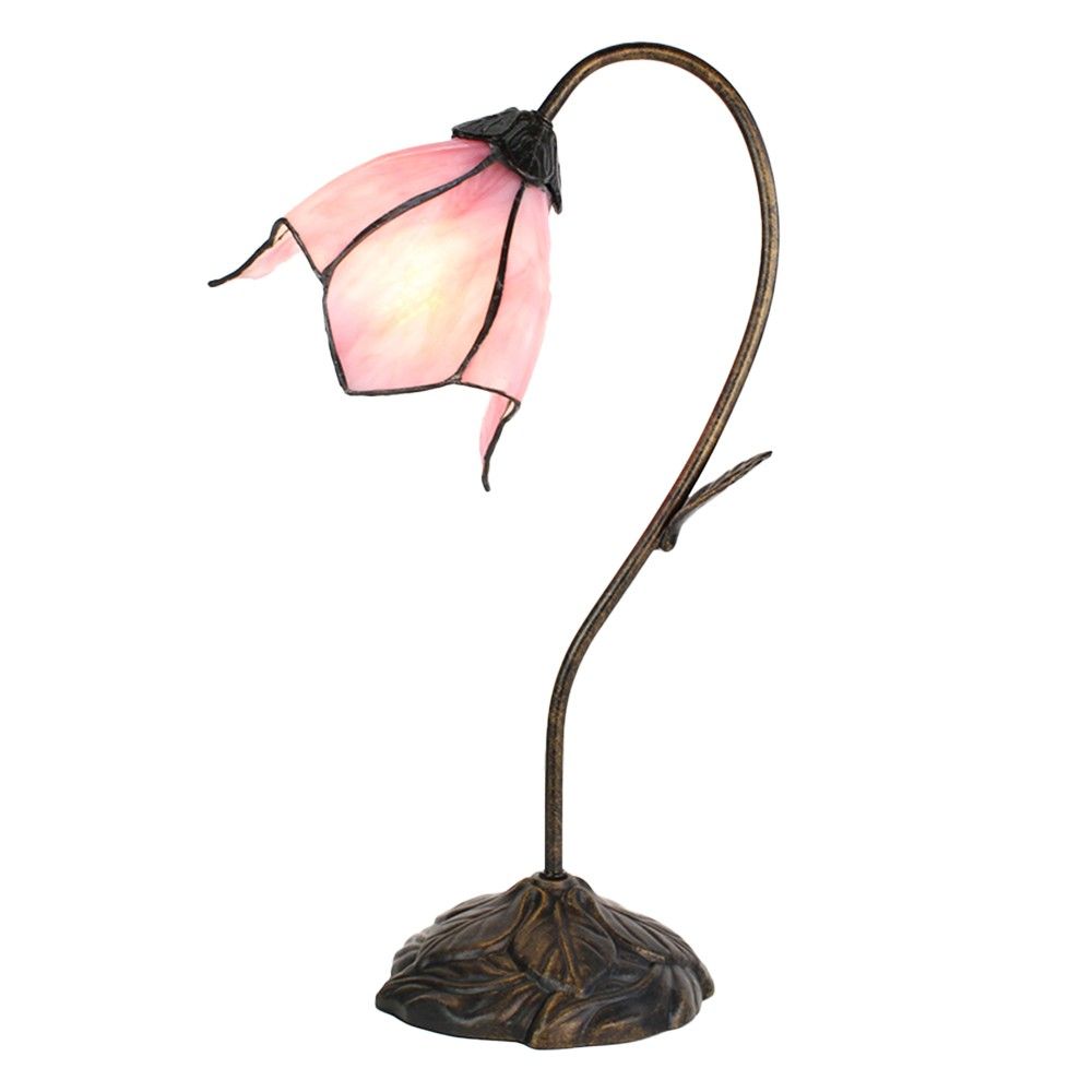 Stolní lampa Tiffany Folwia Pink - 30*17*48 cm E14/max 1*25W Clayre & Eef - LaHome - vintage dekorace
