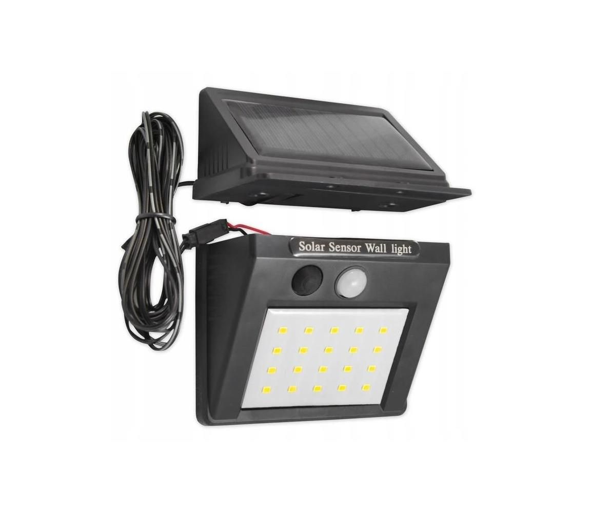  LED Solární nástěnné svítidlo se senzorem a externím panelem LED/0,55W/3,7V IP65  -  Svět-svítidel.cz