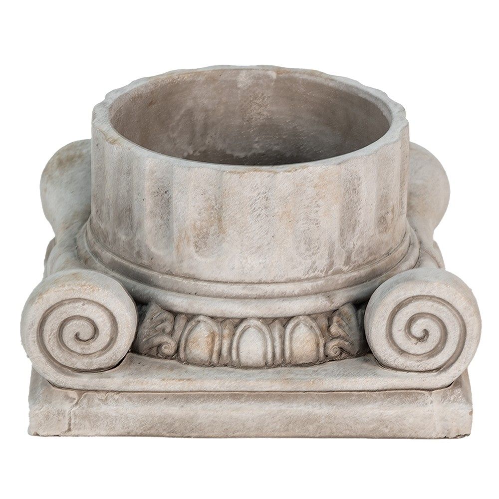 Cementový květináč ve tvaru hlavice antického sloupu Dórský - 24*23*14 cm Clayre & Eef - LaHome - vintage dekorace