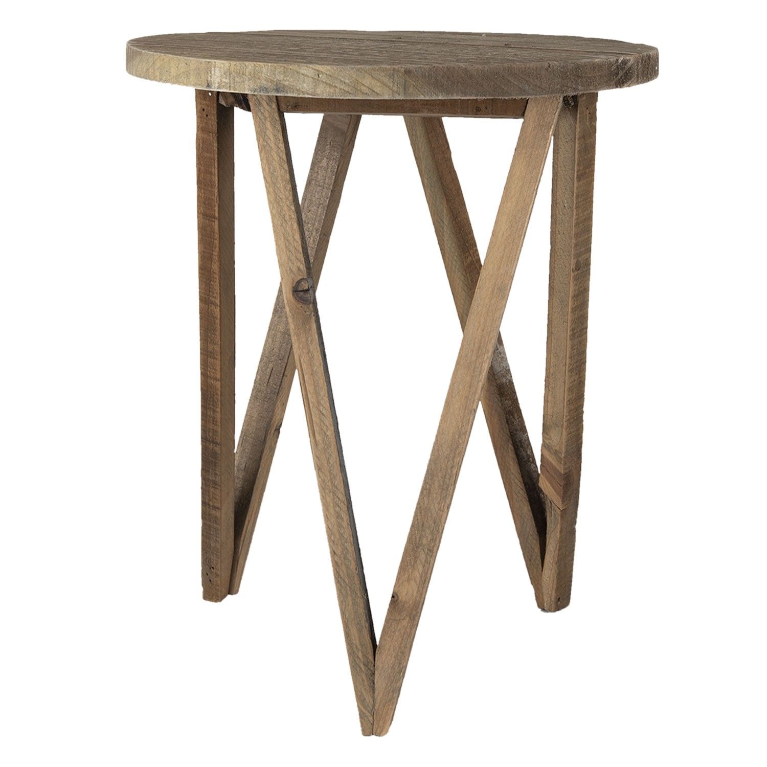 Dřevěný dekorační antik stolík na květinu - Ø 30*36 cm Clayre & Eef - LaHome - vintage dekorace
