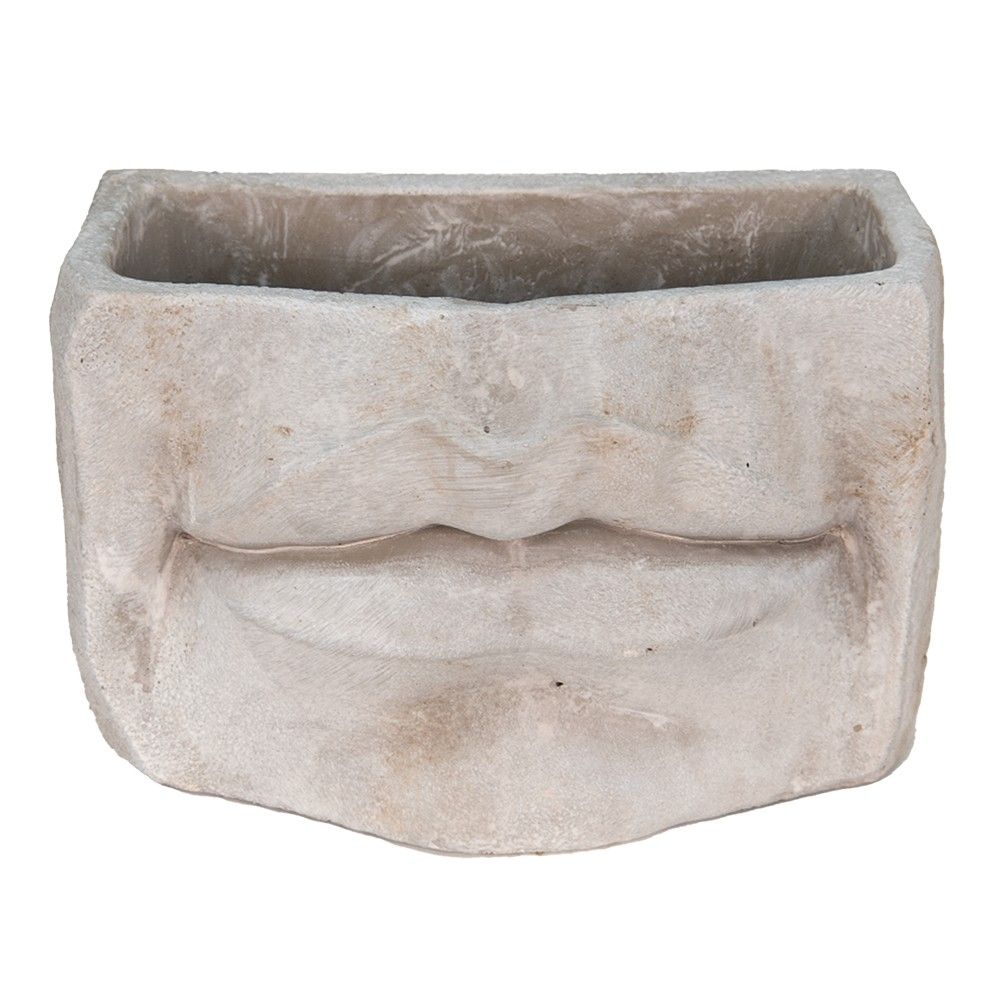 Usměvavý cementový květináč Mouth - 21*13*14 cm Clayre & Eef - LaHome - vintage dekorace