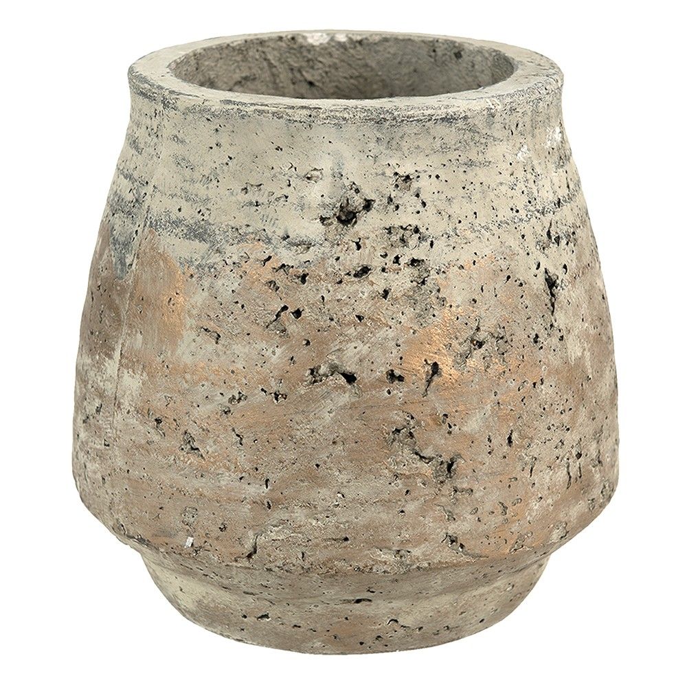 Béžovo-hnědý cementový květináč s patinou Mosse - Ø 19*18 cm Clayre & Eef - LaHome - vintage dekorace